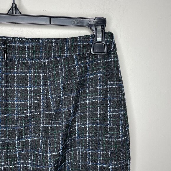 LOFT Skirt Womens 0 Black Plaid Tweed Short Career Rear Slit - Picture 5 of 6